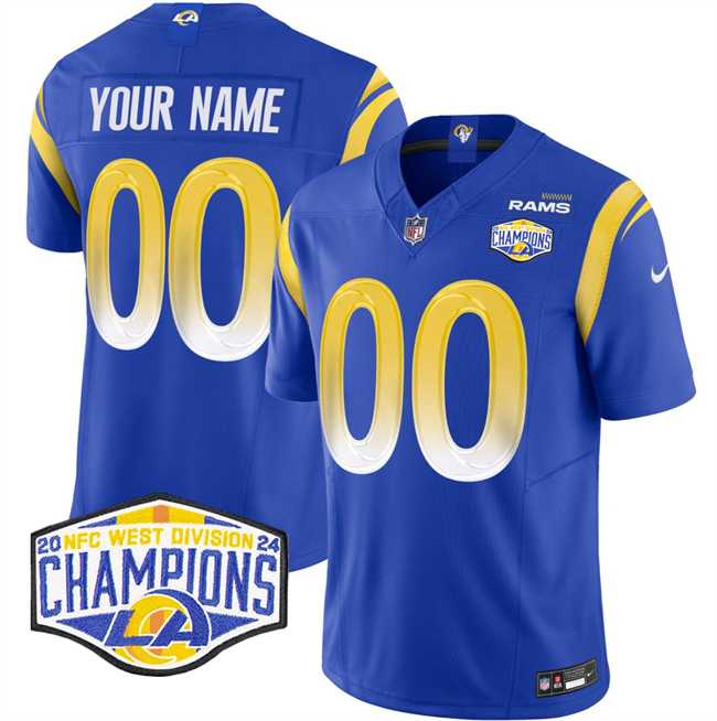 Men & Women & Youth Los Angeles Rams Active Player Custom Blue 2024 NFC West Champions F.U.S.E. Vapor Untouchable Stitched Football Jersey